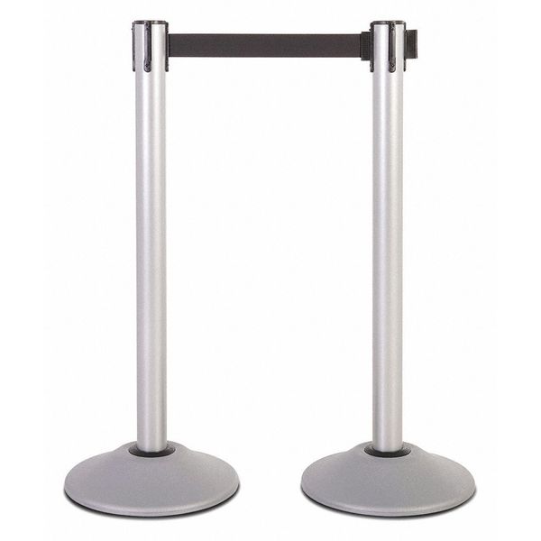 Steel Stanchion, Silver, 13ft, Blk Belt, PR