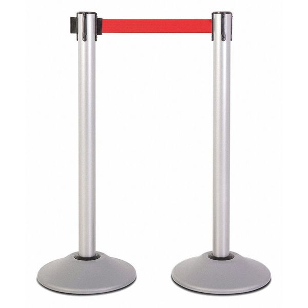 Steel Stanchion, Silver, 7.5ft, Red Belt, PR
