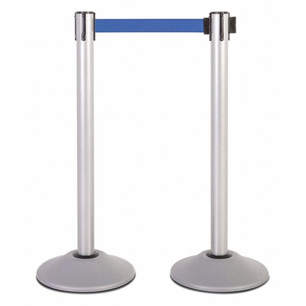 Steel Stanchion, Silver, 7.5ft, Blu Belt, PR