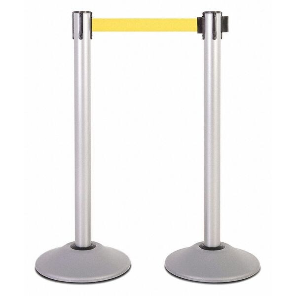 Steel Stanchion, Silver, 7.5ft, Yl Belt, PR