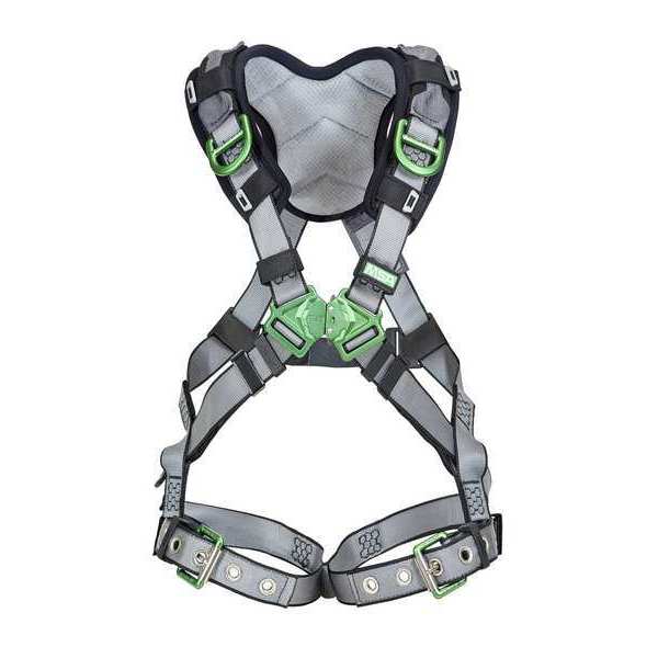 Full Body Harness, Vest Style, XL, Nylon, Gray