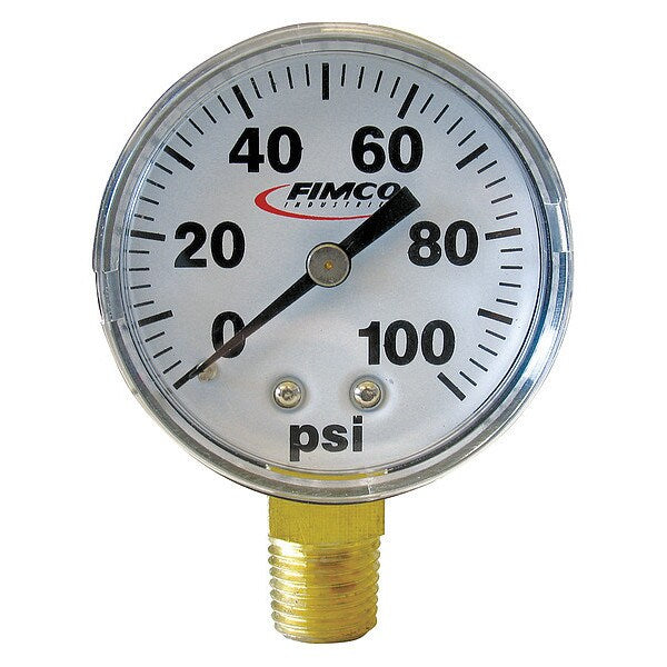 Dry Bottom Mnt Pressure Gauge, 100PSI, 2