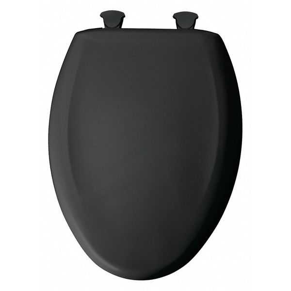 Elongated Closed Front Toilet Seat, Black, With Cover, Plastic, Black