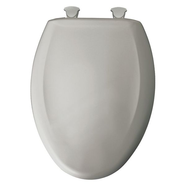 Elong Closed Front Toilet Seat, Silver, With Cover, Plastic, Elongated