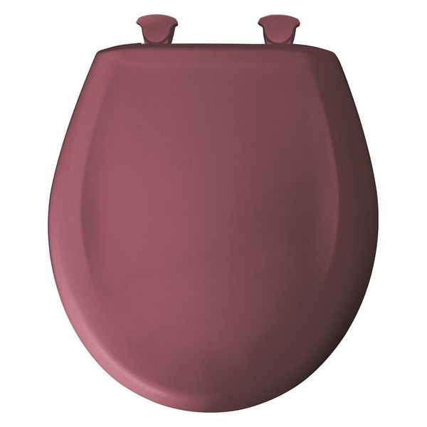Round Closed Front Toilet Seat, Raspberry, With Cover, Plastic, Round