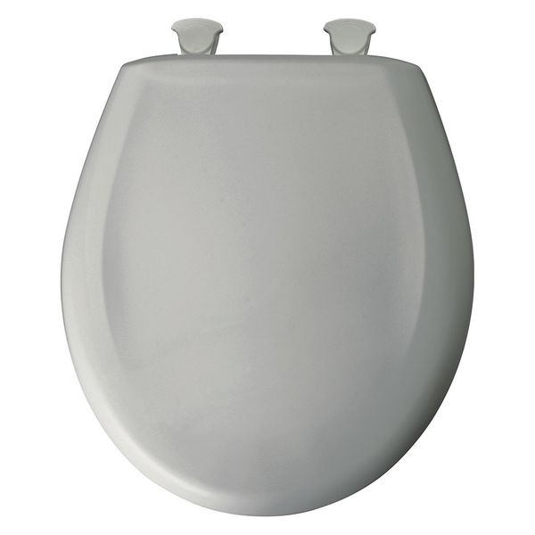 Round Closed Front Toilet Seat, Ice Gray, With Cover, Plastic, Round
