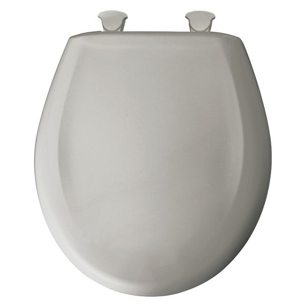 Round Closed Front Toilet Seat, Silver, With Cover, Plastic, Round