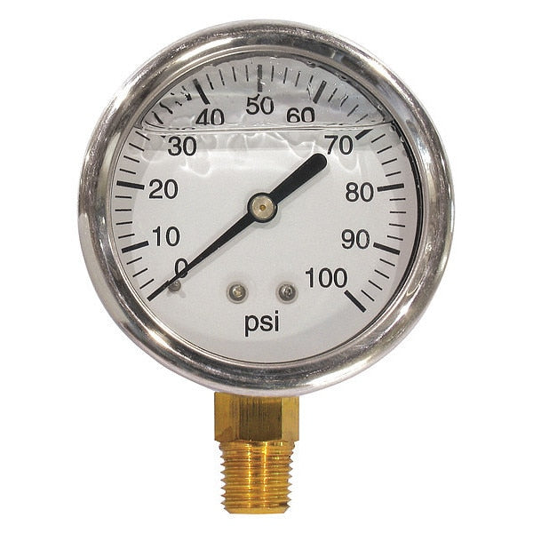 Liquid Filled Pressure Gauge, 0-100 PSI