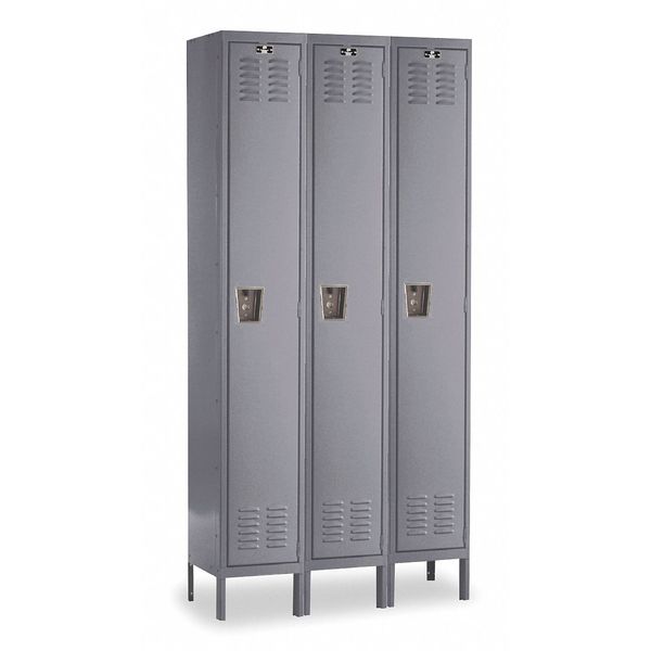 Wardrobe Locker, 45 in W, 15 in D, 78 in H, (1) Tier, (3) Wide, Dark Gray