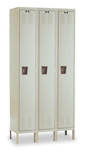 Wardrobe Locker, 45 in W, 15 in D, 78 in H, (1) Tier, (3) Wide, Tan