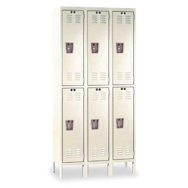 Wardrobe Locker, 36 in W, 15 in D, 66 in H, (2) Tier, (3) Wide, Tan