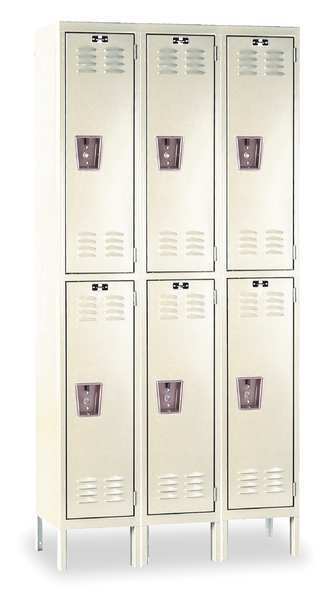 Wardrobe Locker, 36 in W, 12 in D, 66 in H, (2) Tier, (3) Wide, Tan