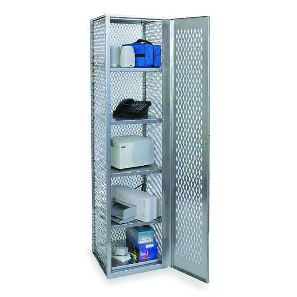 Bulk Storage Locker, 18 in W, 18 in D, 74 3/4 in H, 4 Shelves, 1 Doors, Galvanneal Steel, Assembled