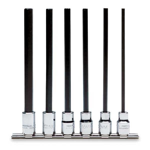 3/8 in. Drive Extra Long Hex Bit Set, Metric, 6-Piece