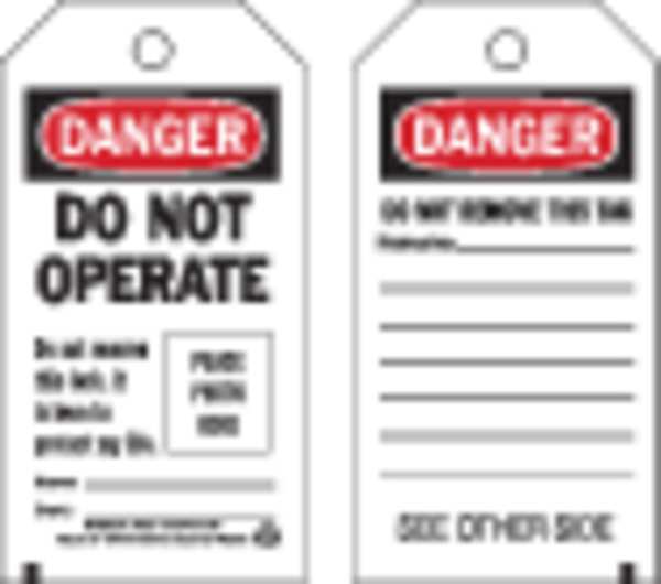 Danger Tag, 5-3/4 x 3 In, Met, 3/8 In, PK10