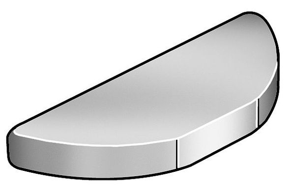 Woodruff Key, 3/16 x 1-1/4 in Key Size, 19 SAE Number, 0.531 in H, C-1035 Steel Plain, 25 PK
