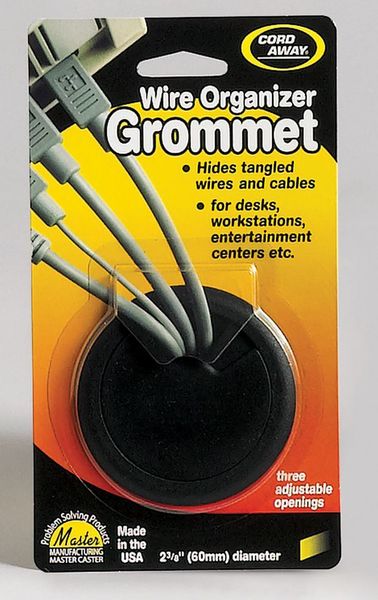 Grommet, Desk, 2 3/8 In Dia, 1 1/8 In H, Blk
