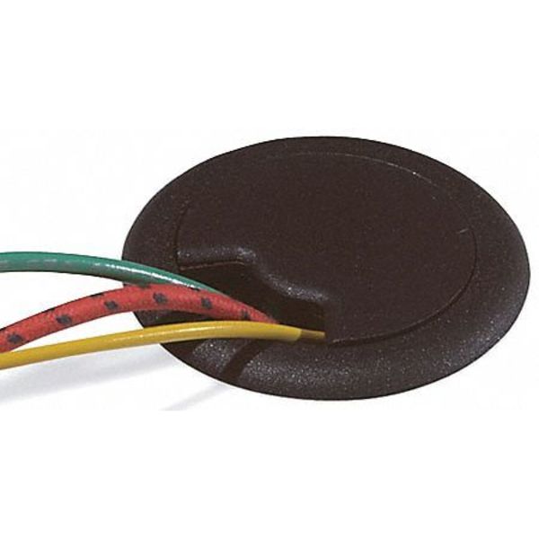 Grommet, Desk, 2 3/8 In Dia, 1 1/8 In H, Blk