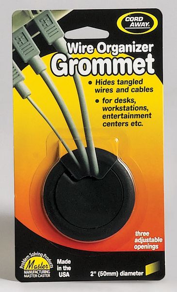 Grommet, Desk, 2 In Dia, 1 1/8 In H, Blk
