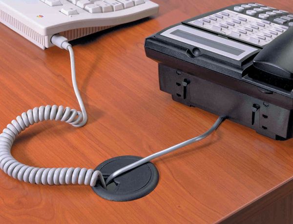 Grommet, Desk, 2 3/8 In Dia, 1 1/8 In H, Blk