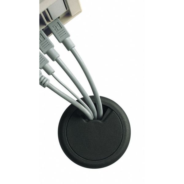 Grommet, Desk, 2 3/8 In Dia, 1 1/8 In H, Blk