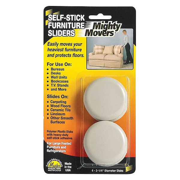 Furniture Glide, Self-Stick, Rd, 2-1/4