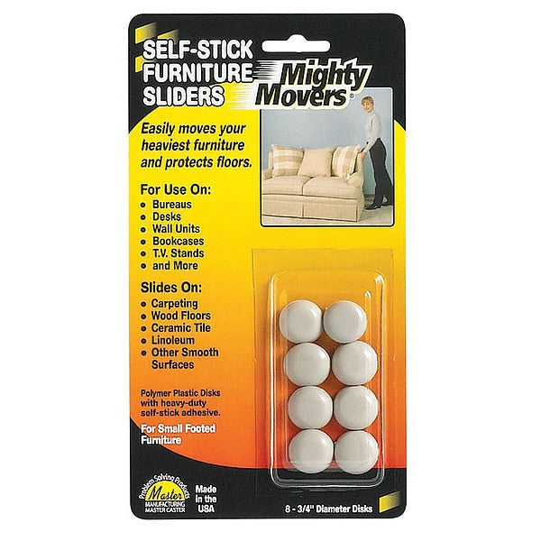 Furniture Glide, Self-Stick, Round, 3/4, PK8