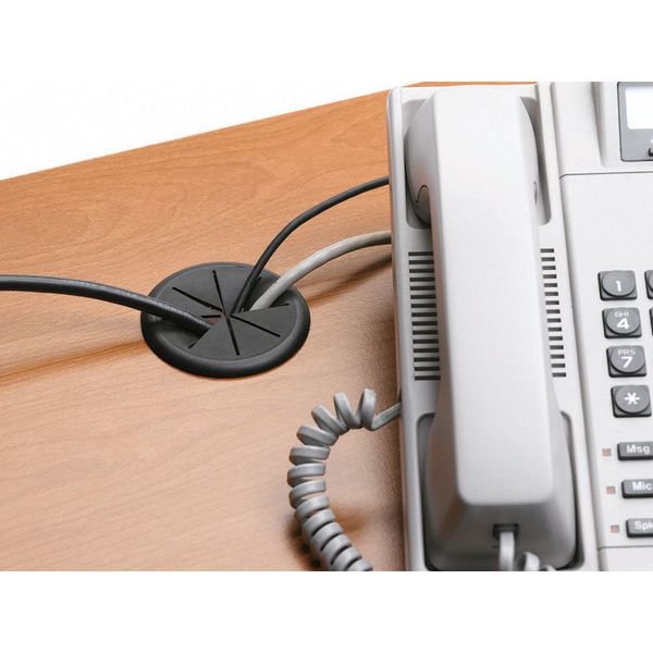 Flexible Grommet, Desk, 2-3/8 In Dia, Blk