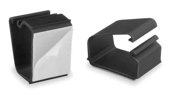 Wire Clips, Wall/Desk, 7/8in H, Blk, PK6