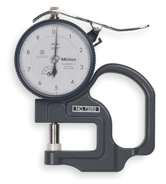 Dial Thickness Gage, Flat, 0-0.0500 In
