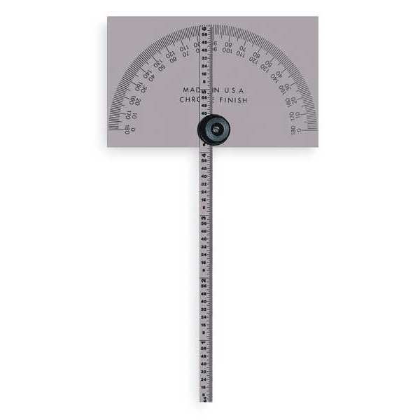 Protractor, Rectangular, 6 In, 1/64 Grad