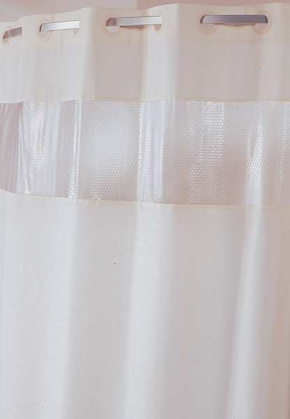 Shower Curtain, Polyester with Vinyl Bubble Look Window, Beige