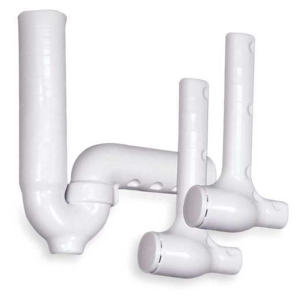 P-Trap & Two Valve Covers, 1-1/4 in; 1-1/2 in Pipe Size, 3 Pieces, Vinyl, White