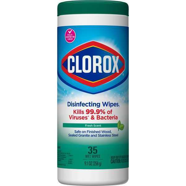 Disinfecting Wipes, White, Canister, Hard, Non Porous Surfaces, 12 PK, 35 Wipes, 7 in x 8 in, Fresh