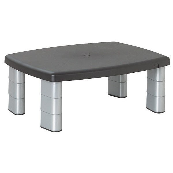 Adjustable Monitor Stand, Holds 40 Lb., Black/Silver