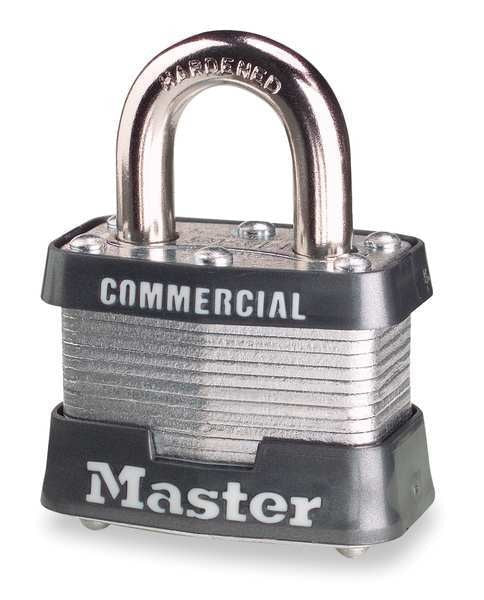 Padlock, Keyed Alike, Standard Shackle, Rectangular Steel Body, Steel Shackle, 5/8 in W