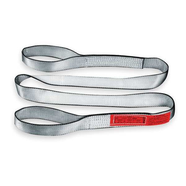 Web Sling, Flat Eye and Eye, 8 ft L, 2 in W, Tuff-Edge Polyester, Silver
