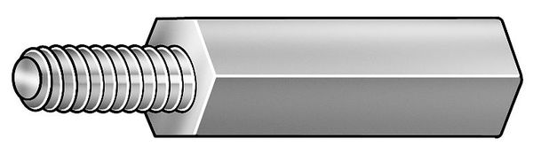 Hex Standoff, #2-56 Thrd Sz, 1 in L, 5/32 in Thrd L 18-8 Stainless Steel Plain, 3/16