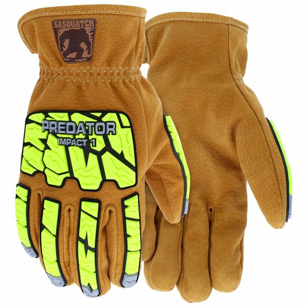 Leather Gloves, A5, Brown/Green, L, PR