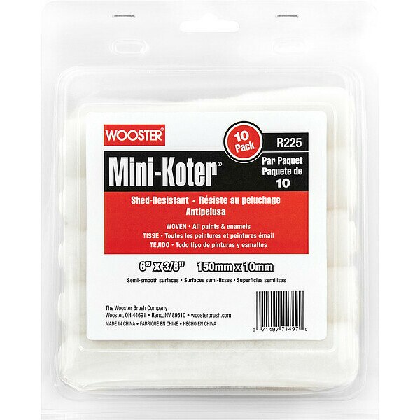 Mini Paint Roller Cover, Semi-Smooth, PK10