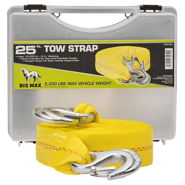 Emergency Tow Strap, 12,000 lb, 25 ft L