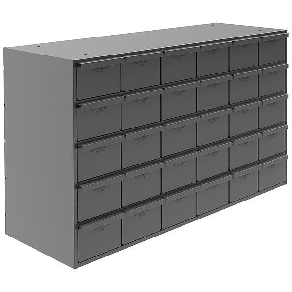 Drawer Bin Cabinet with 30 Drawers, Prime Cold Rolled Steel, 33 3/4 in W x 21 in H x 12 1/4 in D