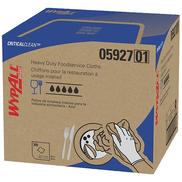 Dry Wipe, Blue, Hydroknit, 1 PK, 300 Wipes, 12 1/2 in x 23 1/2 in