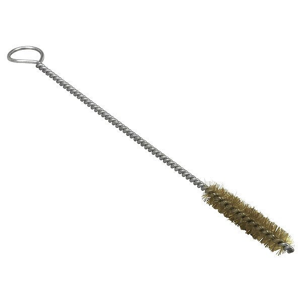 Tube and Pipe Brush, 7 in L Handle, 3 in L Brush, Tan, Brass, 10 in L Overall