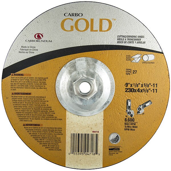 Depressed Center Wheel, Coated Abrasive