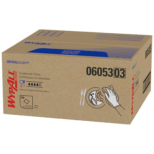 Dry Wipe, Blue/White, Hydroknit, Food Service, 1 PK, 200 Wipes, 12 1/2 in x 23 1/2 in