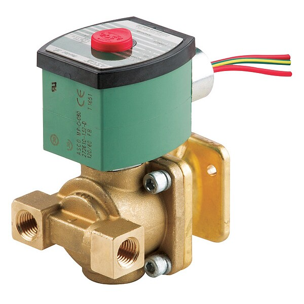 120V AC Brass Solenoid Valve, 1/4 in Pipe Size