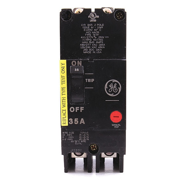 Molded Case Circuit Breaker, 35 A, 277/480V AC, 2 Pole, Bolt On Panelboard Mounting Style