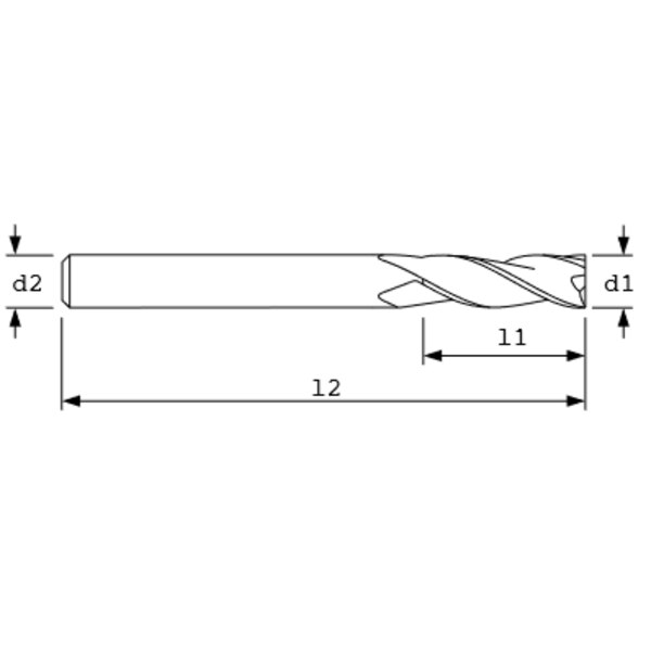 End Mill, XL Sq, 30Hl x 3Fl, 3/8