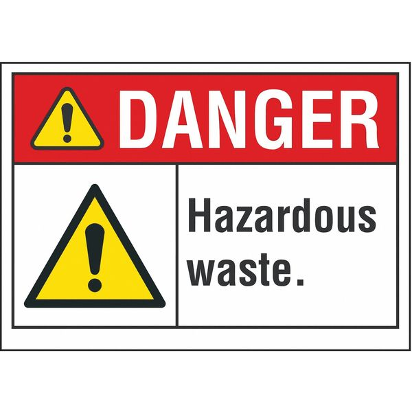 Hazardous Waste Danger Reflective Label, 3 1/2 in H, 5 in W, English, LCU4-0074-RD_5X3.5